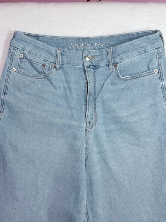 American Eagle Outfitters Pale Blue Wide-Leg Denim Jeans - Picture 2 of 8